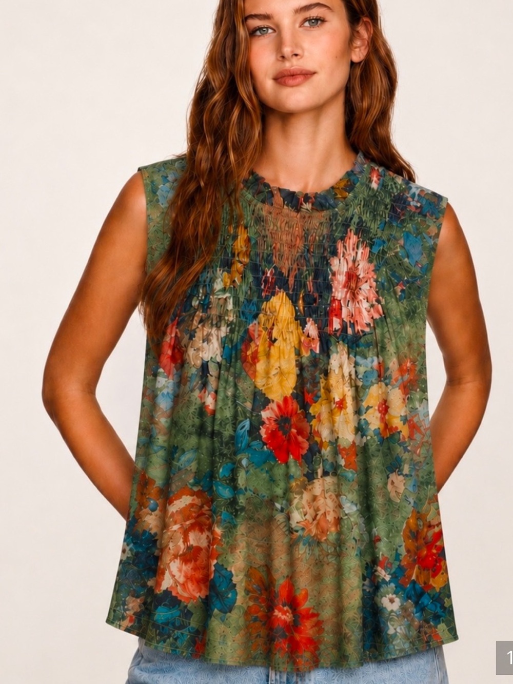 Anthropologie Deletta watercolor floral tank XS